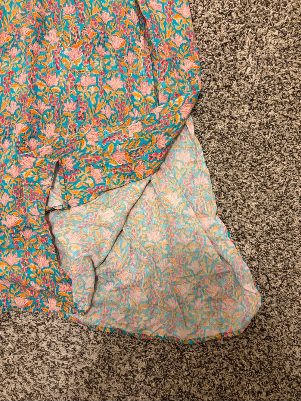 NATURAL LIFE Patti Side Slit Maxi Dress with Teal & Orange Accents - Picture 2 of 7
